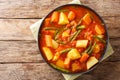 Yataklete KilkilÃÂ Ethiopian gingered vegetable stew closeup on a plate on a table. Horizontal top view